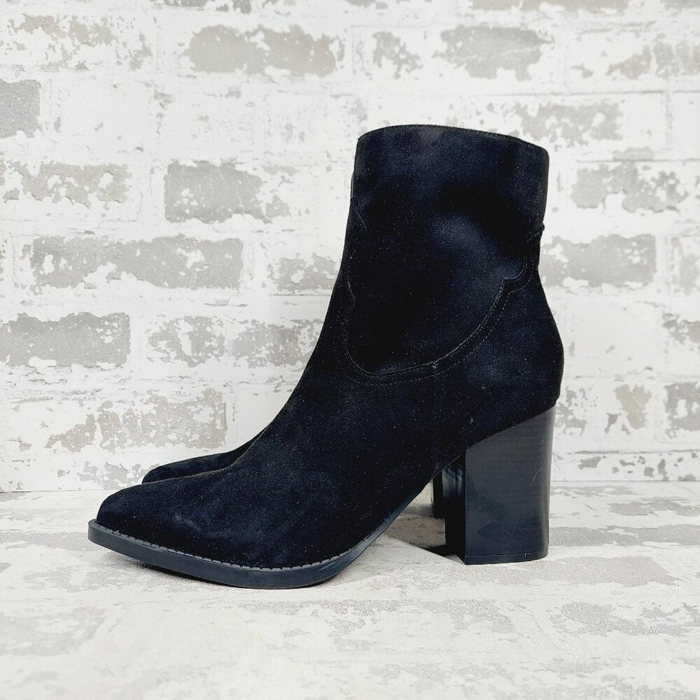 NEW Nine West Wntaren 2 Womens Black Side Zip Block Heel Ankle Boots Bootie M116